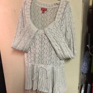 Metallic flecked ivory peplum sweater